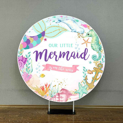 Mocsicka Little Mermaid Baby Shower Round Cover-Mocsicka Party