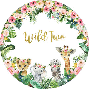 Mocsicka Wild Two Animals and Flowers Birthday Round Cover