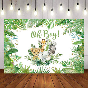 Mocsicka Wild Animals and Plam Leaves Baby Shower Backdrop-Mocsicka Party