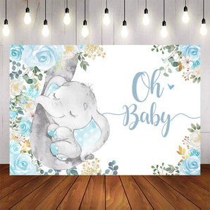 Mocsicka Little Elephant Oh Baby Shower Backdrop-Mocsicka Party