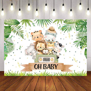 Mocsicka Little Animals Drive Car Baby Shower Backdrop-Mocsicka Party