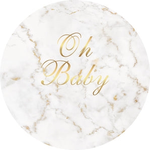 Mocsicka Marble Texture Oh Baby Shower Round Cover