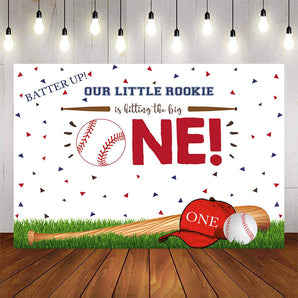 Mocsicka Our Little Rookie is Turning One Baseball Birthday Backdrop-Mocsicka Party