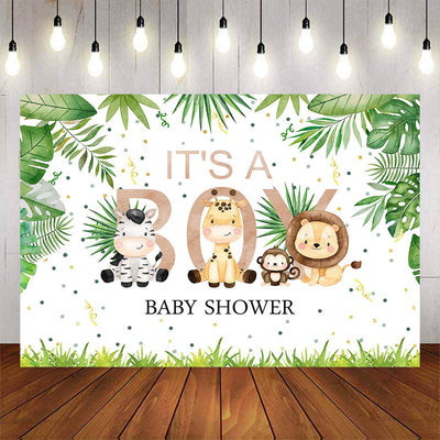 Mocsicka It's a Boy Little Animals Baby Shower Backdrop-Mocsicka Party
