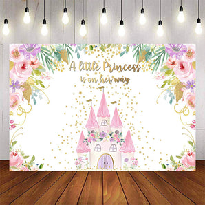Mocsicka Pink Castle and Princess Baby Shower Backdrop-Mocsicka Party