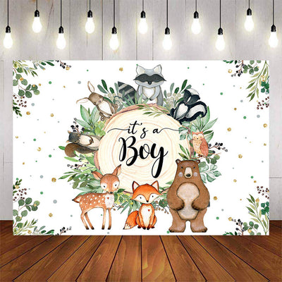 Mocsicka It's a Boy Little Animals Baby Shower Backdrop-Mocsicka Party