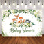Mocsicka Little Animals and White Flowers Baby Shower Backdrop-Mocsicka Party