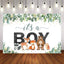 Mocsicka It's a Boy Little Animals and Green Leaves Baby Shower Backdrop-Mocsicka Party