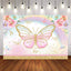 Mocsicka Butterfly and Rainbow Flowers Happy Birthday Backdrop-Mocsicka Party