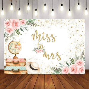 Mocsicka Miss to Mrs Pink Flowers and Gold Dots Backdrop-Mocsicka Party