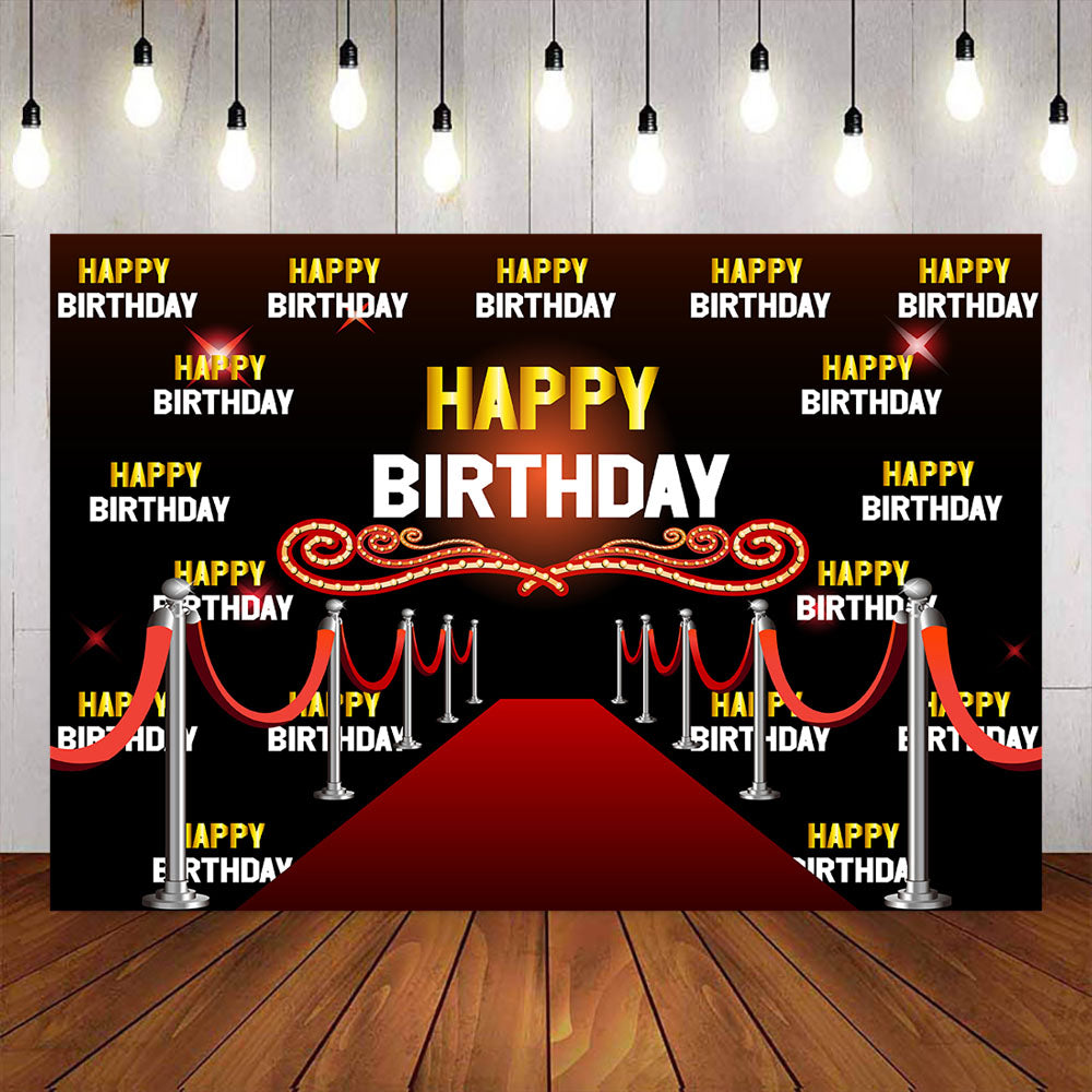Mocsicka Hollywood Vip Happy Birthday Step and Repeat Red Carpet Background-Mocsicka Party