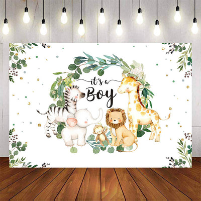 Mocsicka It's a Boy Little Animals Baby Shower Backdrop-Mocsicka Party