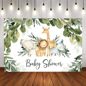 Mocsicka Little Animals and Green Leaves Baby Shower Banner-Mocsicka Party