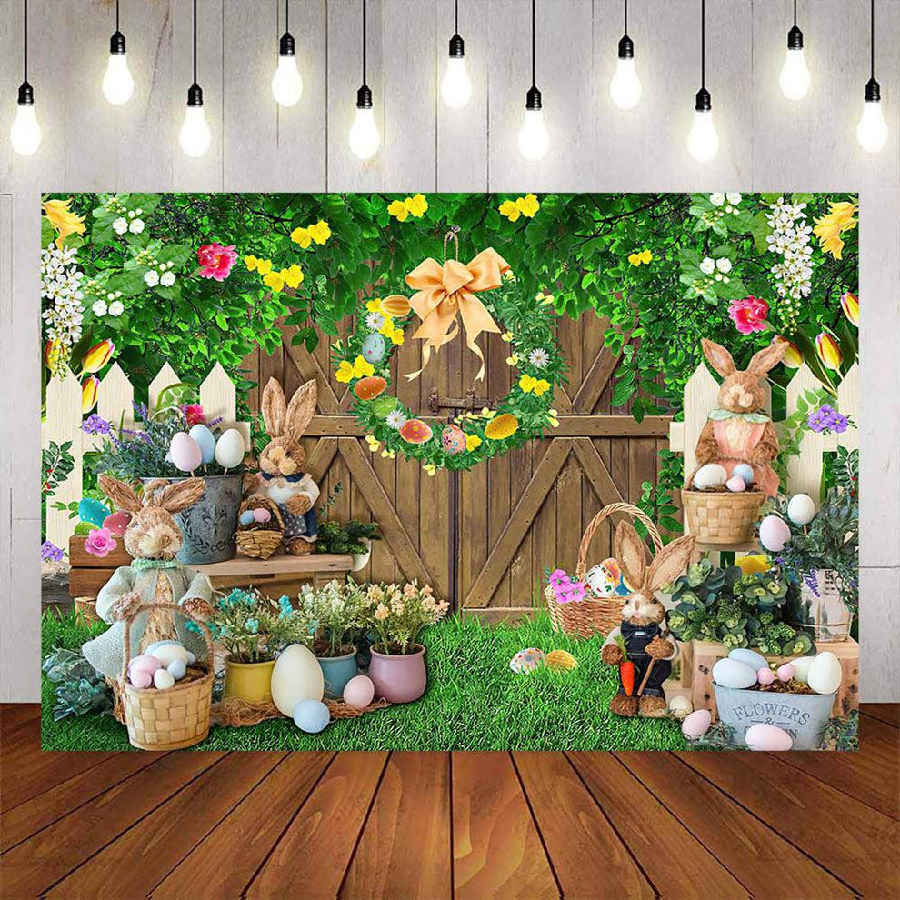 Mocsicka Happy Easter Eggs and Rabbits Photo Backdrop – Mocsicka Party