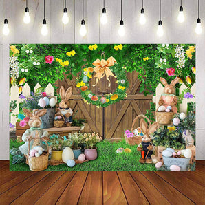 Mocsicka Happy Easter Eggs and Rabbits Photo Backdrop-Mocsicka Party