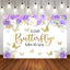 Mocsicka Gold Butterfly and Purple Flowers Baby Shower Backdrop-Mocsicka Party