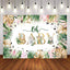 Mocsicka Gold Green and Pink Plam Leaves Wild Animals Oh Baby Shower Backdrop-Mocsicka Party