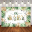 Mocsicka Gold Green Plam Leaves Wild Animals Oh Baby Shower Backdrop-Mocsicka Party