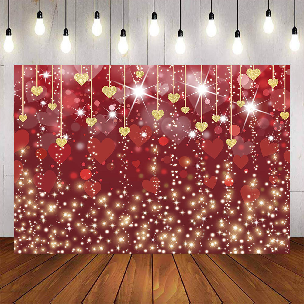 Mocsicka Gold and Red Love Happy Valentine's Day Backdrop-Mocsicka Party