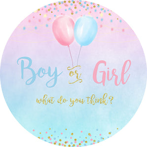 Mocsicka Boy or Girl Gender Reveal Baby Shower Round Cover