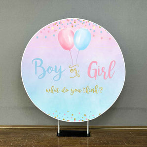Mocsicka Boy or Girl Gender Reveal Baby Shower Round Cover-Mocsicka Party