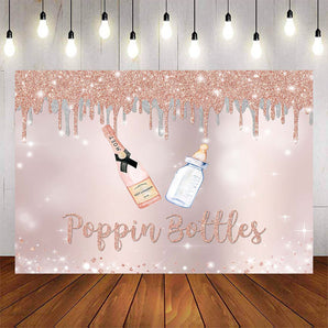Mocsicka Champagne and Baby Bottle Baby Shower Backdrop-Mocsicka Party
