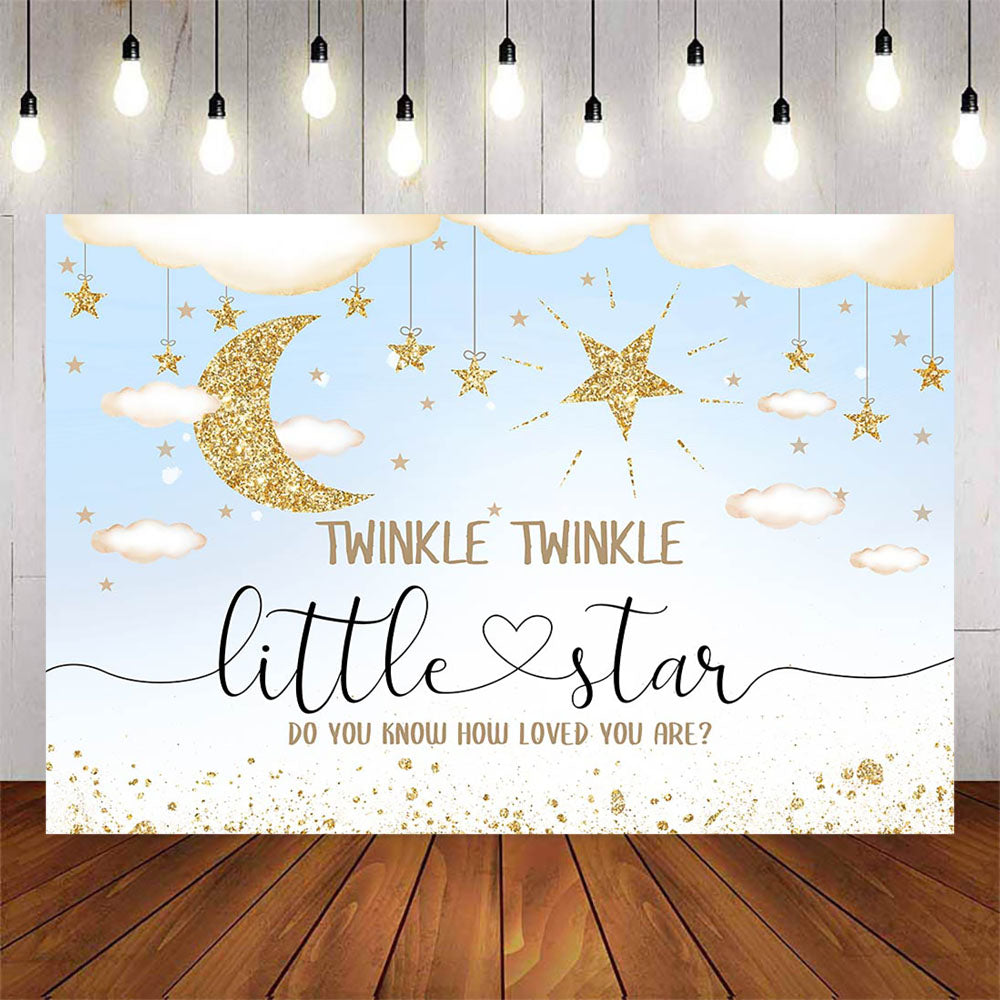 Mocsicka Twinkle Little Star and Gold Moon Baby Shower Background