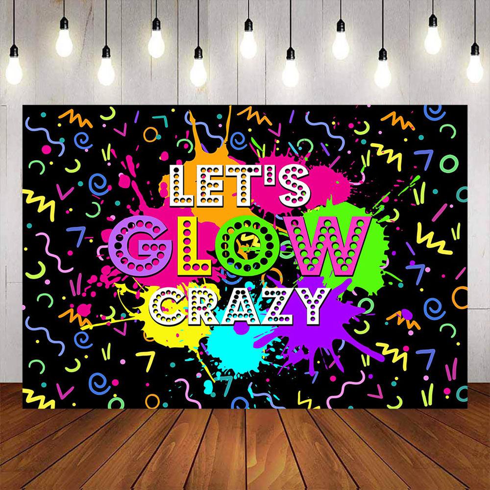Mocsicka Let's Glow Crazy Splash Paint Party Backdrop-Mocsicka Party