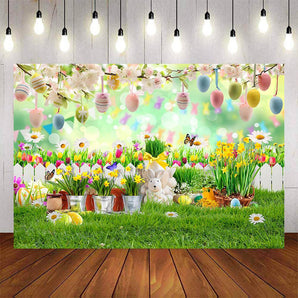 Mocsicka Happy Easter Spring Floral and Eggs Backdrop-Mocsicka Party