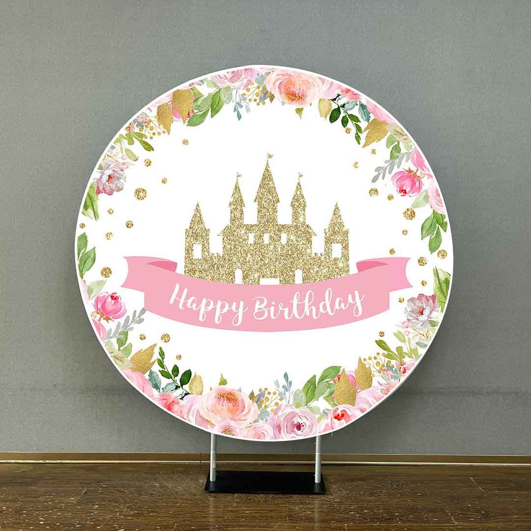 Mocsicka Golden Castle and Flowers Round Cover-Mocsicka Party