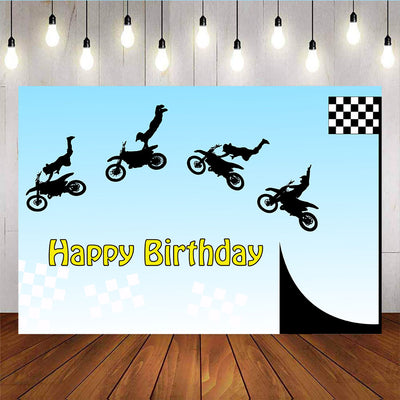 Mocsicka Traffic Theme Happy Birthday Party Decor Leap Motorcycle Photo Banners-Mocsicka Party