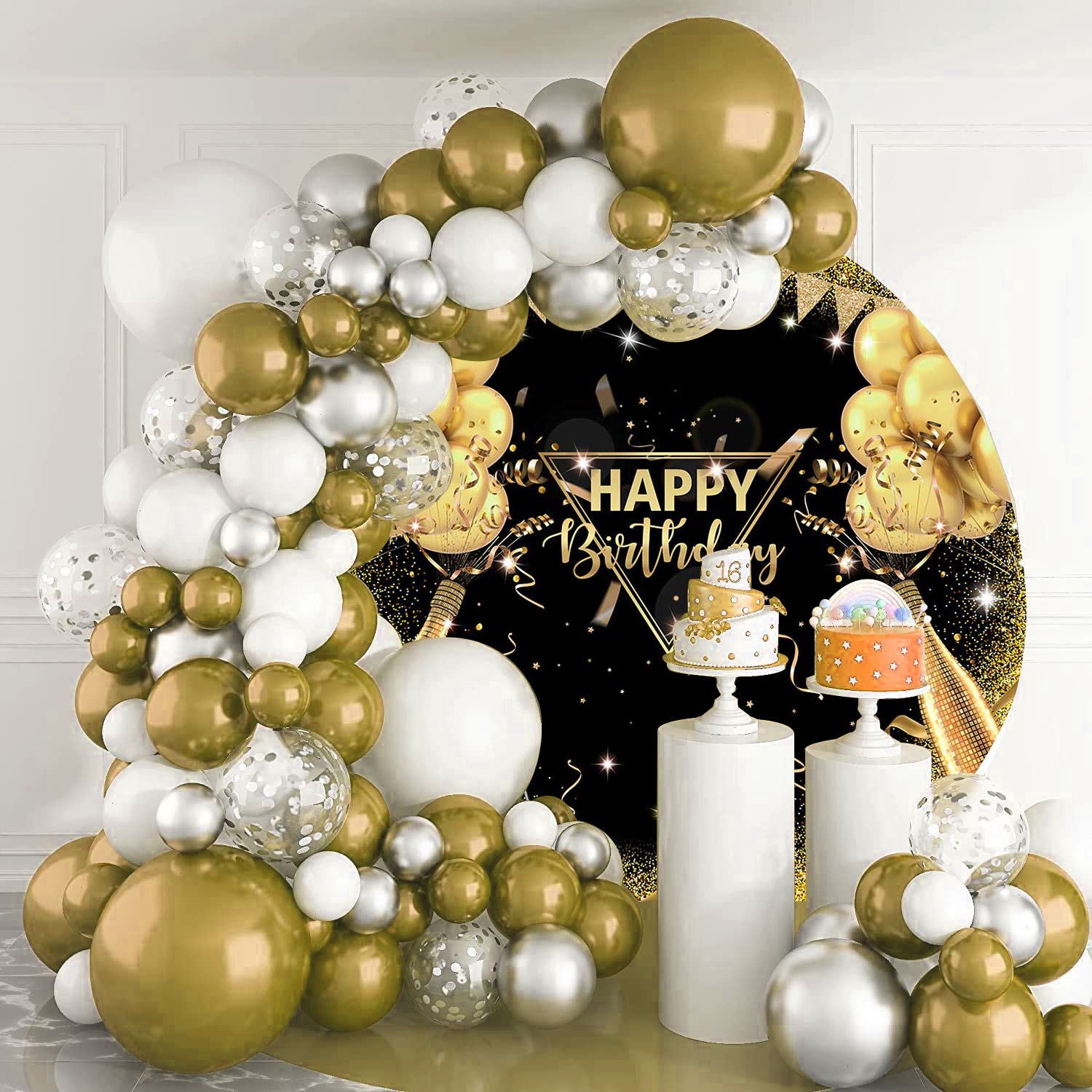 Mocsicka Champagne and Balloons Happy Birthday Round Cover-Mocsicka Party