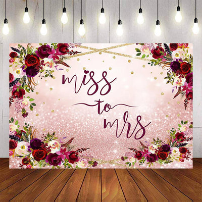 Mocsicka Burgundy Red Flowers Miss to Mrs Bridal Shower Backdrop-Mocsicka Party