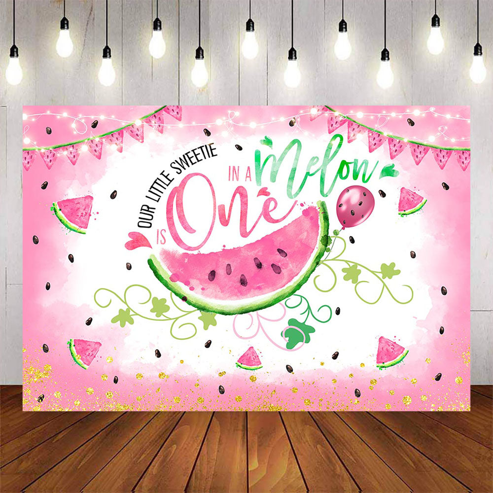 Mocsicka Sweet Watermelon Happy 1st Birthday Backdrop-Mocsicka Party
