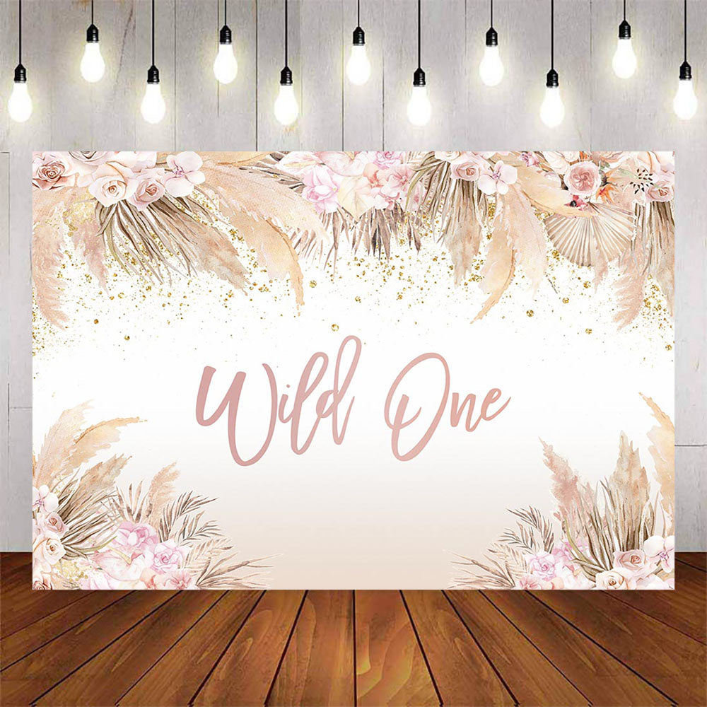 Mocsicka Reed and Pink Flowers Baby Shower backdrop-Mocsicka Party