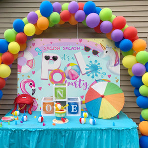 Mocsicka Swimming Pool and Swimming Ring Pool Party Backdrop-Mocsicka Party