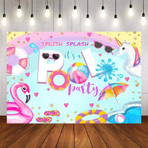 Mocsicka Swimming Pool and Swimming Ring Pool Party Backdrop