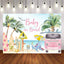 Mocsicka Summer Beach Surfboard and Bus Girl Baby Shower Backdrop-Mocsicka Party