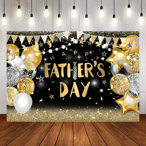 Mocsicka Black and Sliver Balloons Happy Father's Day Backdrop-Mocsicka Party