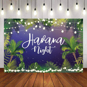 Mocsicka Havana Night Plam Leaves Starry Sky Backdrop