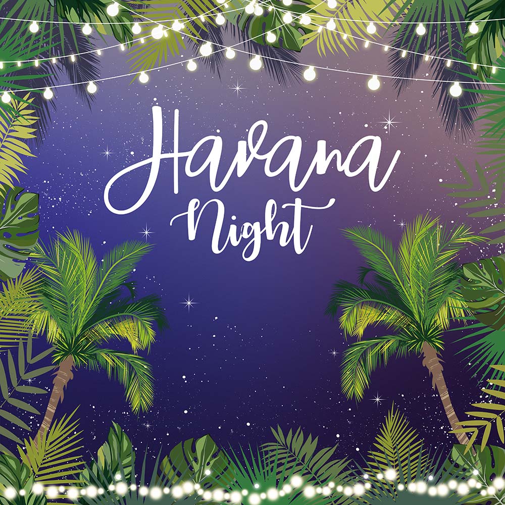 Mocsicka Havana Night Plam Leaves Starry Sky Backdrop