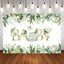 Mocsicka Green Leaves Light Green Truck Baby Shower Backdrop-Mocsicka Party