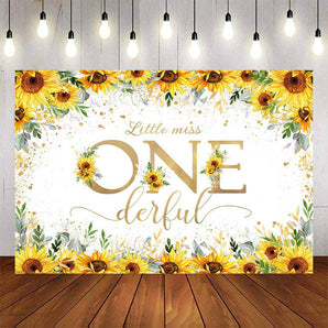 Mocsicka Little Miss Onederful Sunflowers Birthday Backdrop-Mocsicka Party