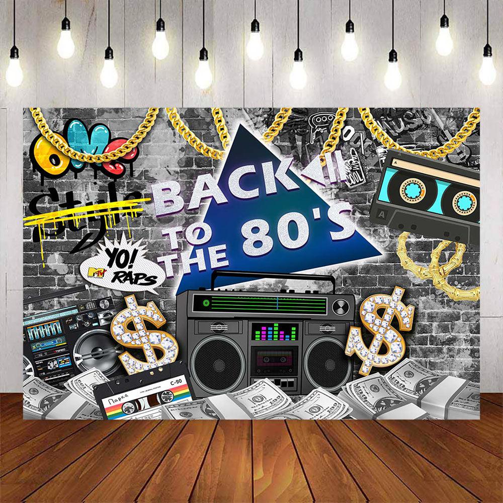 Mocsicka Back to the 80's Graffiti Wall and Retro Radio Backdrop-Mocsicka Party