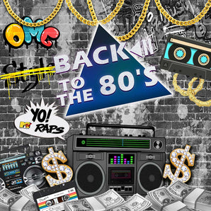 Mocsicka Back to the 80's Graffiti Wall and Retro Radio Backdrop