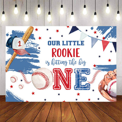 Mocsicka Our Little Rookie is Hitting the Big One Baseball Theme Birthday Backdrop-Mocsicka Party