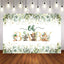 Mocsicka Green Leaves and Gold Dots Oh Baby Shower Backdrop