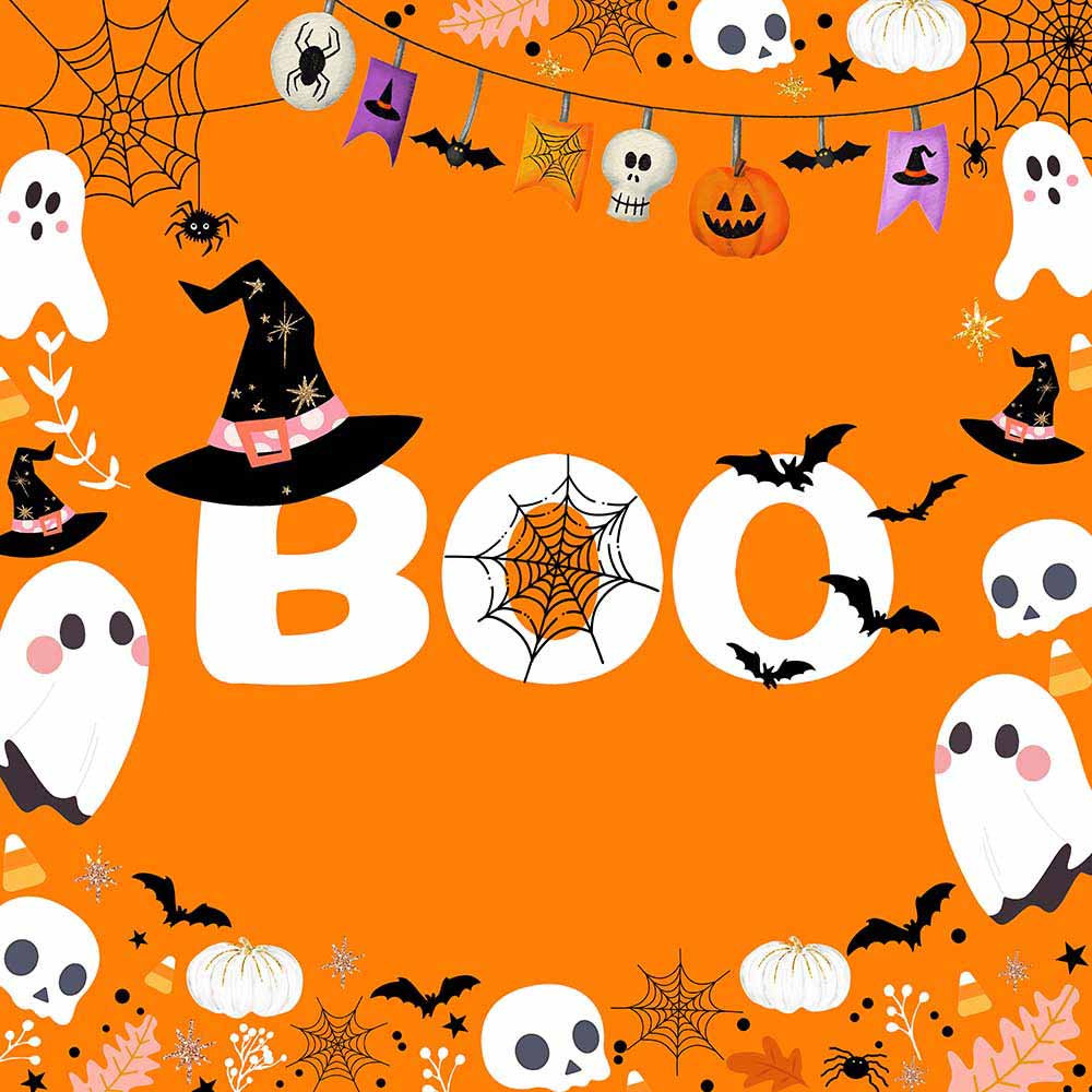 Mocsicka Halloween Theme Boo and Ghost Photo Backdrop