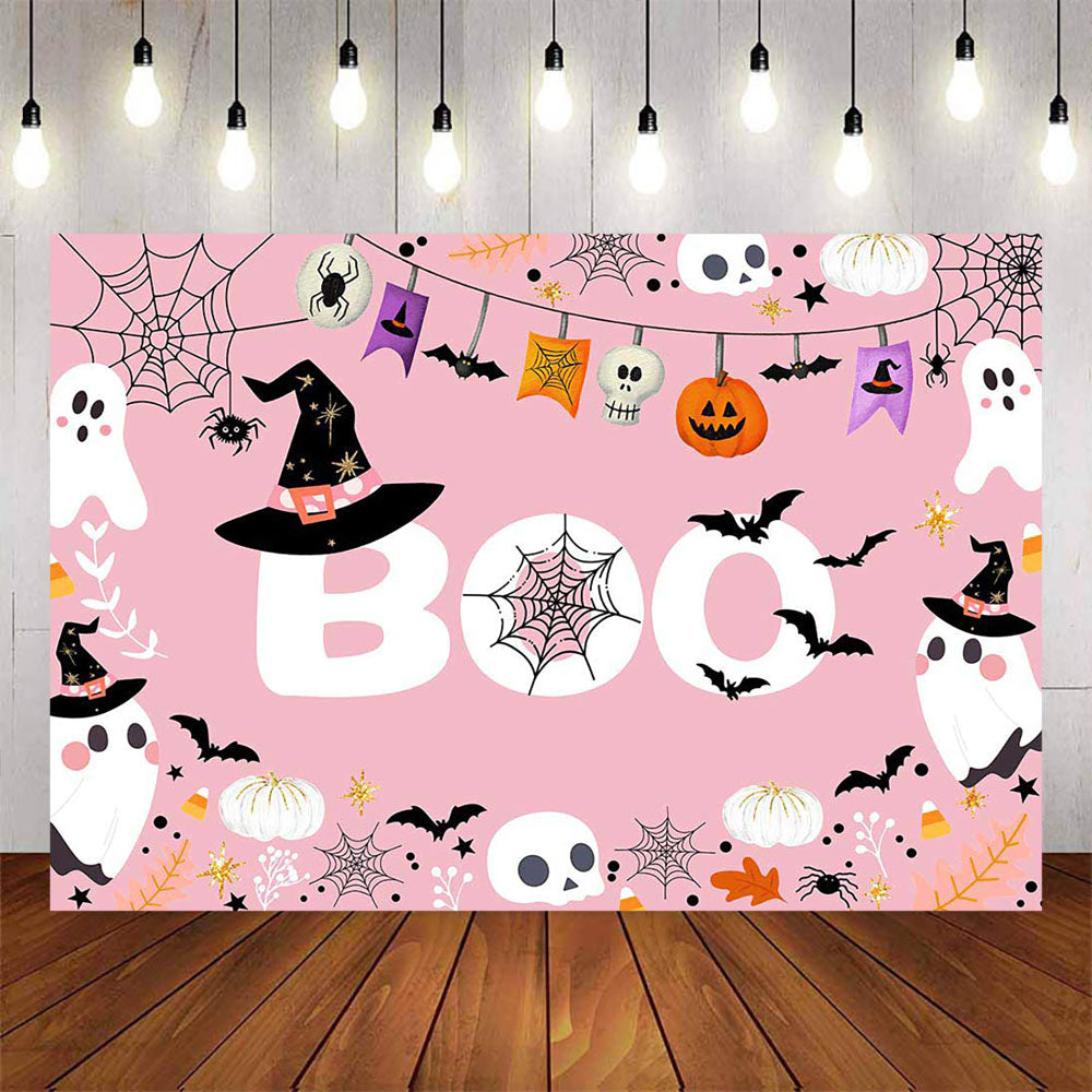 Mocsicka Happy Halloween Pink Boo Background-Mocsicka Party