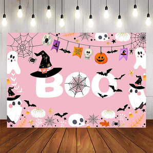 Mocsicka Happy Halloween Pink Boo Background-Mocsicka Party
